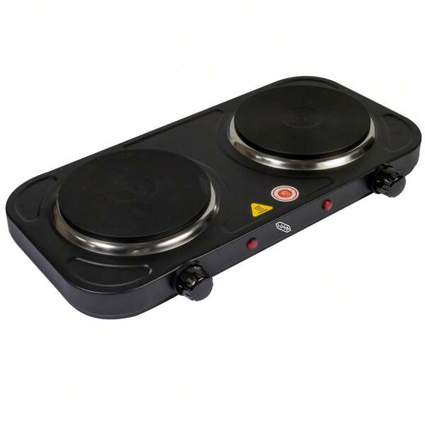 IUSA GROUP Parrilla Eléctrica 2 Quemadores de Disco, 2000 W Color Negro