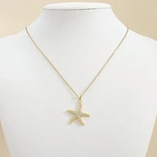 1 Vòng cổ mặt dây chuyền sao biển đơn giản và thời trang với kết thúc bằng vàng và bạc, thích hợp cho phụ nữ mặc thường ngày - dây chuyền mặt hình sao biển - Xem 2