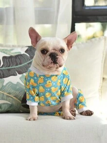 1件可爱小鸭狗狗睡衣，宠物睡衣连体衣外套，狗狗家居服 - 黃色 - 查看 7