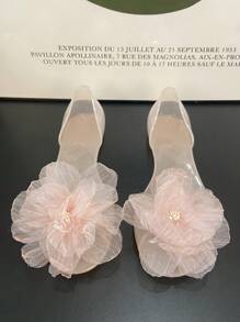 Women's Summer Flat Flower Sandals, Beach Travel Vacation Jelly Shoes, Crystal Plastic Beach Slippers, Open Toe Slip-On
