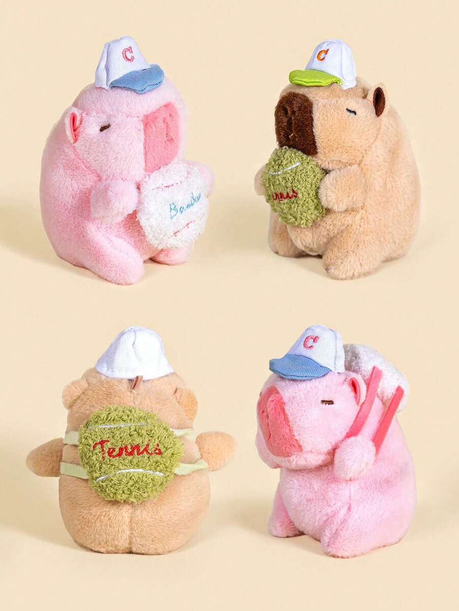 5.1英寸可愛的卡比巴拉啮齿動物毛絨海豚老鼠毛絨玩具吊飾，漫畫娃娃鑰匙扣，適用於生日禮物 - 彩色 - 查看 1