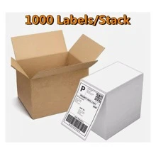 4x6" 100x150mm Fanfold Direct Thermal Blank Shipping Address Self-Adhesive Labels Perforation Between Labels 1000/Stack Compatible With Zebra, Fargo, Elton, Datamax, Sato, Intermec, NEX And Other Direct Thermal Printers - White - View 1
