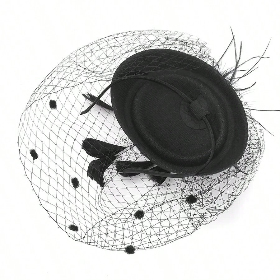 Wedding Kentucky Derby Black Fascinators Mesh Accessories Headband For