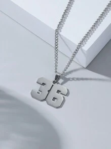 1 pièce Collier pendentif en acier inoxydable à numéro dathlète 0-99 à la mode pour hommes cadeau de basket-ball baseball football