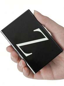 1 件超薄卡片盒玫瑰金首字母名称 A 到 Z 图案钱包 ID 银行极简主义薄铝金属钱包银行卡盒女士钱包男士金属 S 收纳盒卡片夹卡夹钱包名片夹信用卡夹男士迷你钱包卡片钱包射频识别钱包