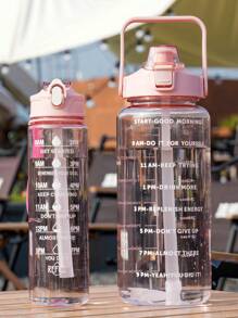 1pc 2000ml Or 750ml Large Capacity Black PC Water Bottle, Sports And Fitness Portable Straw Cup, Suitable For Home And Outdoor Travel