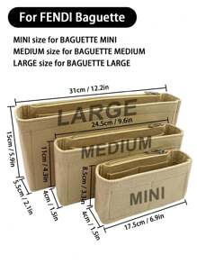 Baguette多口袋收納袋，毛氈布拉鍊化妝品收納袋，適用於女性化妝品和便攜式旅行錢包的多層分隔組織器，學籍用品，老師禮物，返回學校老師配件 - 米色 - 查看 2