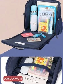 Mochila escolar con forma de bloque y mochila impermeable multifuncional de varias capas adecuada para niños menores de 130CM - Rosado Sandía - Ver 4