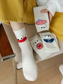 1 bis 5 Paar (zufällig gemischt) Damen Persönlichkeit lustige süße Ausdruck Polka Dot Muster spaßige Knöchel Socken, geeignet für den täglichen Gebrauch