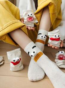 1 bis 5 Paar (zufällig gemischt) Damen Persönlichkeit lustige süße Ausdruck Polka Dot Muster spaßige Knöchel Socken, geeignet für den täglichen Gebrauch