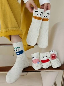 1 bis 5 Paar (zufällig gemischt) Damen Persönlichkeit lustige süße Ausdruck Polka Dot Muster spaßige Knöchel Socken, geeignet für den täglichen Gebrauch