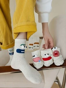 1 bis 5 Paar (zufällig gemischt) Damen Persönlichkeit lustige süße Ausdruck Polka Dot Muster spaßige Knöchel Socken, geeignet für den täglichen Gebrauch