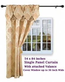 1pc Luxury Fancy Jacquard Room Darkening Modern Curtain Panel 54 By 84-Inch With Attached Waterfall Valance Modern Semi-Blackout For Living Room Bedroom And Dining Room Many Colors To Choose From Beige Gold Sage Green Light Taupe And Burgundy. - 米色 - 查看 3