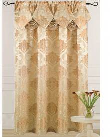 1pc Luxury Fancy Jacquard Room Darkening Modern Curtain Panel 54 By 84-Inch With Attached Waterfall Valance Modern Semi-Blackout For Living Room Bedroom And Dining Room Many Colors To Choose From Beige Gold Sage Green Light Taupe And Burgundy. - 米色 - 查看 2