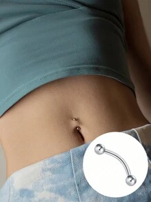 Esberry 1pc S925 Sterling Silver 8mm&10mm Navel Ring Round Belly Button Piercing Simple For Women Stylish And Sexy For Summer Beach Wear