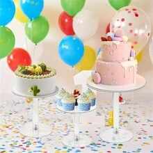 1/3/6 pièces Support à gâteau en acrylique, présentoir rond transparent pour cupcakes pour table de dessert, support surélevé pour gâteaux, desserts, cupcakes, bonbons pour mariage, événement, anniversaire, support pour cupcakes, desserts, gâteaux, pizza, cuisine, cadeau de Noël