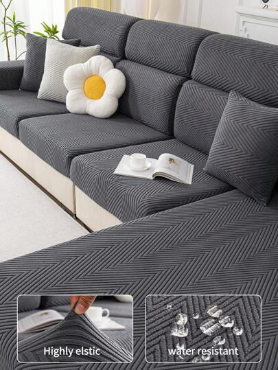 1件装四季通用弹力沙发套，防滑、防水、全覆盖沙发座垫，可机洗、防尘、宠物友好，适用于卧室、客厅的L型及1/2/3/4座沙发，加厚保暖绒面家具保护套