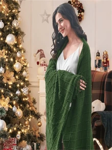 1pc Soft Textured Solid Color Knit Sofa Cover Blanket, Lightweight And Warm, Suitable For Living Room, Outdoor Home Use