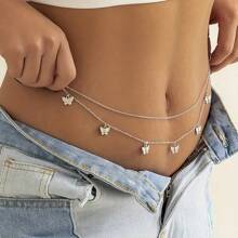 2pcs Mini Butterfly Pendant Waist Chain Elegant Body Jewelry Belly Chain - Gold - View 5