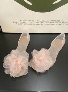 Women's Summer Flat Flower Sandals, Beach Travel Vacation Jelly Shoes, Crystal Plastic Beach Slippers, Open Toe Slip-On