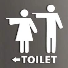 Cartel de puerta para centro comercial, restaurante, cafetería, baño público, señal de dirección del baño, placa de pared del baño 3D, símbolo de género, señal de baño WC, decoración minimalista del baño - en blanco y negro - Ver 10