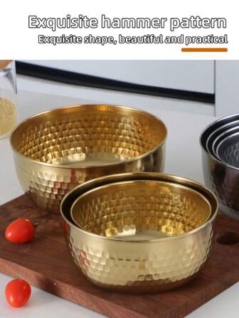 XIYIJIA 1x Stainless Steel Bowl Gold-Color Multipurpose Salad Bowl For Food Storage, Baking & Mixing,Kitchen,Christmas Gift,School Supplies