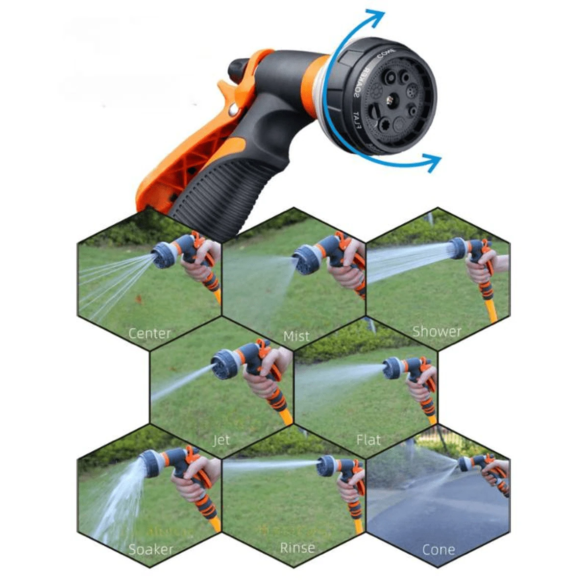 Gartenschlauchdüse Mit 8 Sprühfunktionen – Aus Aluminium, Ergonomischer Griff, Für Rasen, Pflanzen & Auto