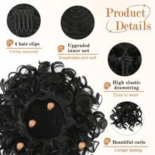 Extensión de cola de caballo corta y rizada para moño desordenado con cordón elástico para mujeres con cabello fino, fibra sintética de alta temperatura de 80g para piezas para el cabello flojo