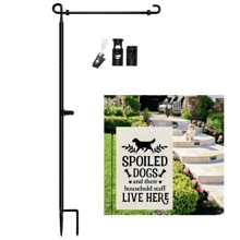 件，花園旗架 (35.5''x16.5'')，鐵製花園旗桿，花園旗桿架，耐用花園旗架，戶外展示裝飾旗幟，易於組裝，不包括花園旗 - 黑色 - 查看 1