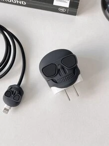 4pcs Cartoon Skeleton Charging Adapter Covers, Compatible With Apple 18/20W Fast Charger, Cable Protector Accessories Charger Protector