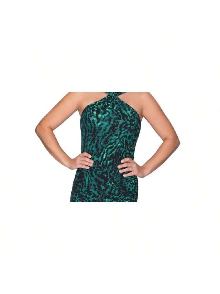 rachel roy green dress Rachel Roy Womens Stretch Pleated Zippered Floral Sleeveless Halter Maxi Sheath Dress XS / Green