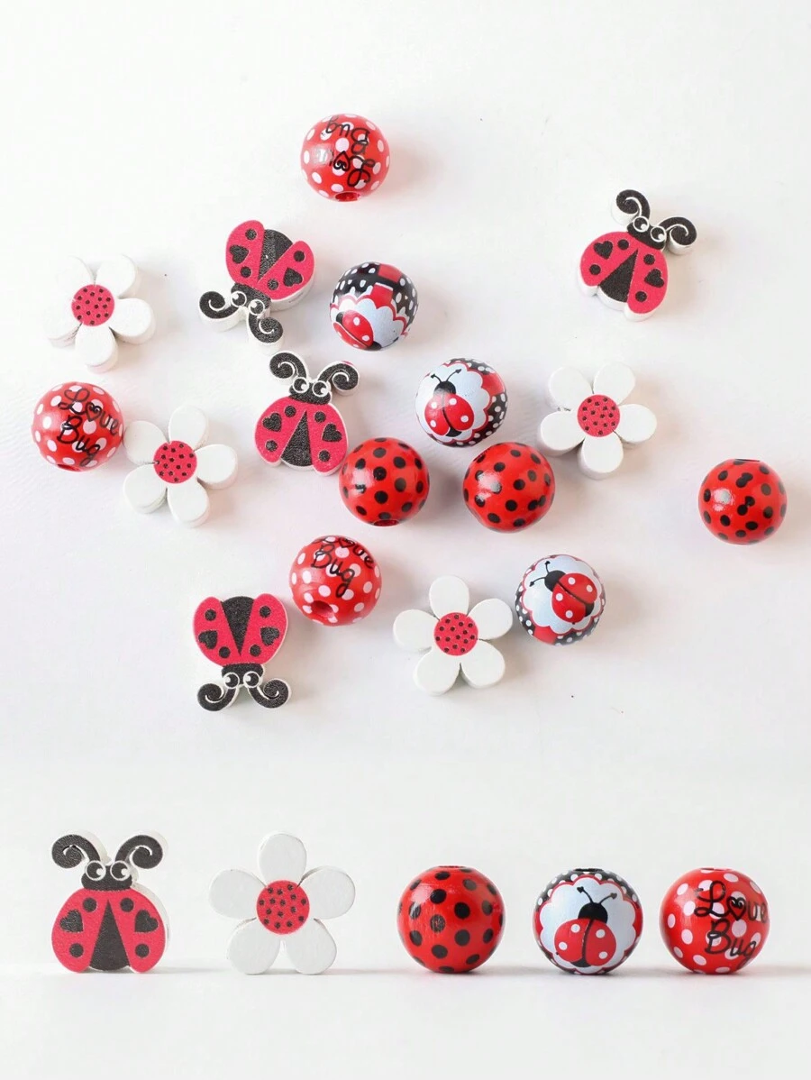 DIY瓢虫木珠套装 - 麻绳流苏珠串，创意手工工艺配件 - 瓢蟲木珠 - 查看 1