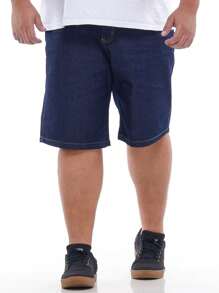 Men Plus Size Denim Shorts - 中等水洗藍 - 查看 1