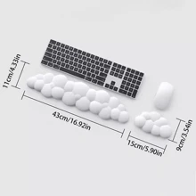 1pc Cloud Shaped Keyboard Wrist Rest, Memory Foam Hand Support, Soft & Comfortable, Anti-Slip Silicone Bottom, For Typing And Gaming Wrist Cushion - White - View 3
