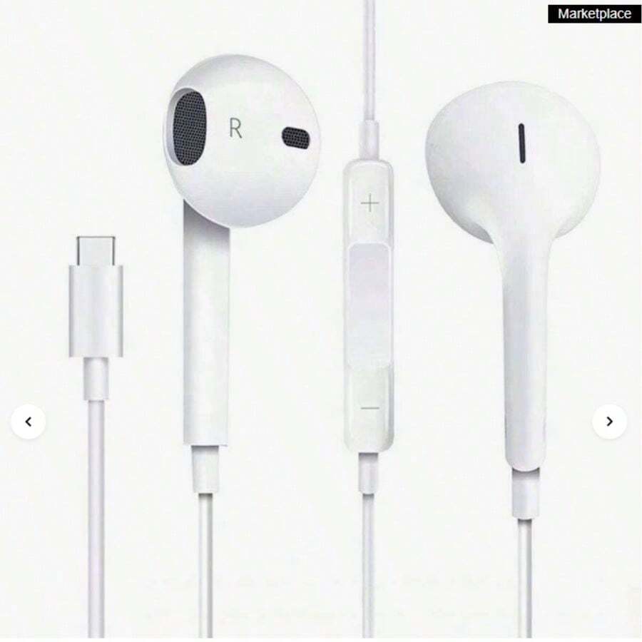 Fone De Ouvido Saída Tipo C Compatível com iPhone 15 15 Pro 15 Promax - Branco - Visão 1