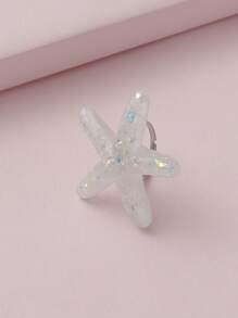 1對可愛海洋風格閃閃發光的亞克力海星戒指，適用於女性在海灘度假休閒時佩戴，可調節 - 海星 - 查看 10
