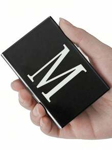 1 件超薄卡片盒玫瑰金首字母名称 A 到 Z 图案钱包 ID 银行极简主义薄铝金属钱包银行卡盒女士钱包男士金属 S 收纳盒卡片夹卡夹钱包名片夹信用卡夹男士迷你钱包卡片钱包射频识别钱包