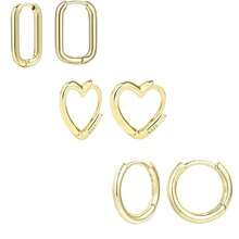 Gold Huggie Hoop Earrings Set, Mini Cartilage Earrings Hypoallergenic Small Huggy Hoop For Women 14mm 12mm 12mm - Gold - View 2