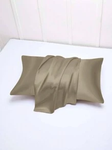 2pcs Solid Color Silky Soft Breathable Ice Silk Pillowcase