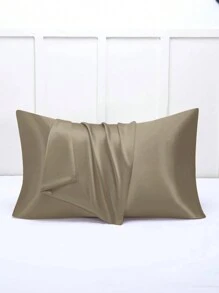 2pcs Solid Color Silky Soft Breathable Ice Silk Pillowcase