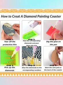 8pcs Diamond Painting Coaster Set With Iron Bracket, DIY Coaster Kit Suitable For Beginners And Adults, Perfect For Small Art And Craft Projects - Multicolor - View 5