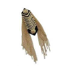 1 Stück Gold- und Silber-Legierung Kombination Kette Quaste Schulter Dekoration für Bühnenauftritte und Moderation, Abschlussoutfit, Festival - Schulterklappen mit Raketenkopf - Übersicht 8