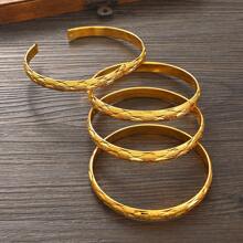 4 pièces Bracelets ouverts arabes classiques de luxe dorés, cadeau de bijoux parfait pour la fête d'anniversaire de femmes africaines