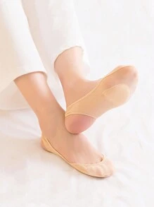 Solado de salto alto fino e palmilha invisível antideslizante e respirável para o verão, meias rasteiras adequadas para tênis e sapatos brancos
