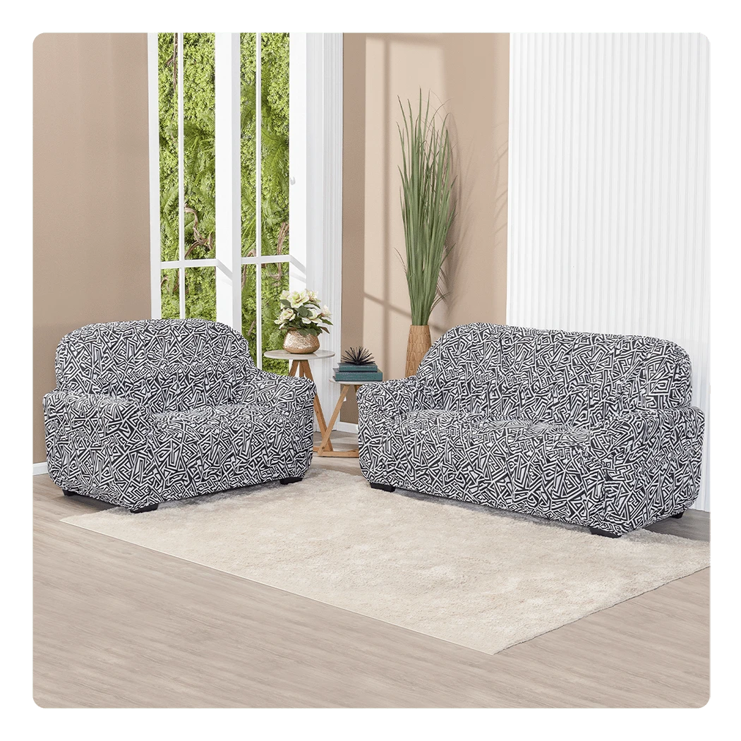 Sofa Covers - Noir Géométrique - Voir 1