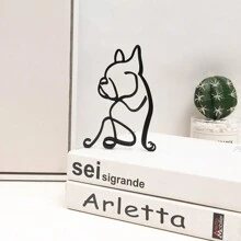 Escultura de pared de arte metálico abstracto de perro, arte minimalista, ornamento creativo exquisito para decoración de escritorio de oficina y hogar, decoración de pared para sala de estar, el mejor regalo