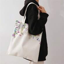 Bolsa de mão de ombro gráfico impressa em ambos os lados, bolsa de mão impressa casual para viagens e praia com grande capacidade reutilizável, bolsa de ombro casual feminina grande capacidade, bolsa de praia de lona impressa para compras, sacola de ombro para mantimentos de mulheres impressa.