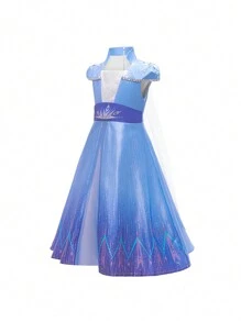 Young Girls Blue Sequin Princess Dress, Suitable For Party
