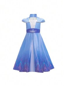 Young Girls Blue Sequin Princess Dress, Suitable For Party