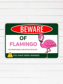 Letrero de metal Cuidado con el Flamenco, señal divertida de flamenco rosa, regalo para mujeres, decoración de pared para el dormitorio y el baño, 1 pieza, 30 x 20 cm